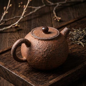 Clay Red Stoneware Teapot 130ml - Textured Filter Spout Tea Maker - Cozy Home Gift