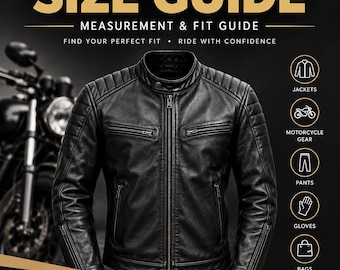 Leather Jacket Size Chart Printable, Motorcycle Gear Measurement Guide PDF
