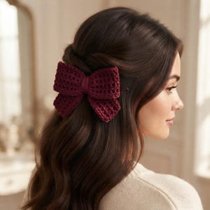 Mesh Crochet Bow Pattern, knit Bow Hair Clip, Simple Beginner pdf