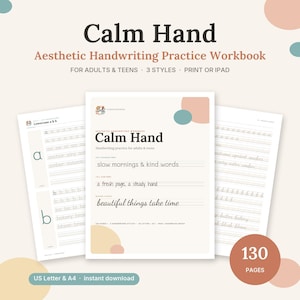 Übungsheft für ästhetische Handschrift für Erwachsene, Arbeitsblätter für Druck- und Schreibschrift, Schreibübungen, GoodNotes iPad PDF
