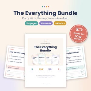 ADHD Printable Bundle, Cleaning Cards, Meal Planner, Task Paralysis Kit, Brain Dump, Body Doubling