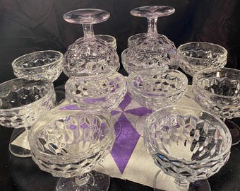 Copas bajas para sorbete Fostoria American – Exclusivo juego de 14 piezas de vidrio cubista (modelo 2056)