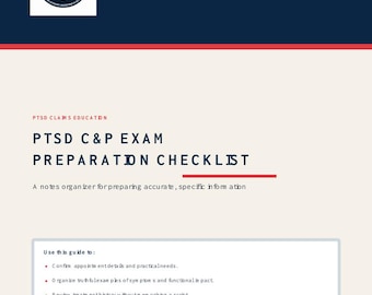 PTSD C&P Exam Preparation Checklist | VA Mental Health Exam Notes Organizer | Veteran Digital Download