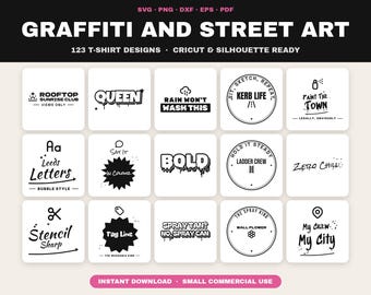 Paquete de archivos SVG de arte callejero y graffiti, 123 diseños de letras burbuja (descarga digital)