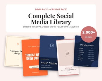 Paquete de más de 2000 plantillas para redes sociales: Canva, Instagram, TikTok, YouTube, Pinterest (descarga digital).