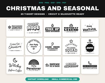 Paquete de 85 archivos SVG navideños, diseños festivos para camisetas, archivos de corte para Cricut (descarga digital)
