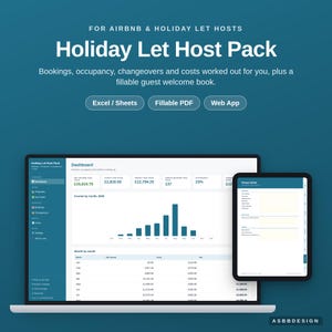 Airbnb Host Spreadsheet UK | Holiday Let Booking Tracker, Occupancy, Cleaning & Guest Welcome Book | Excel Google Sheets PDF Web App