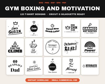 Paquete de archivos SVG de motivación para boxeo y gimnasio 123, archivos de corte para Cricut y Silhouette (descarga digital)