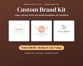 Kit de marca personalizado para pequeñas empresas / Logotipo, paleta de colores, tipografías, plantillas para redes sociales (descarga digital)