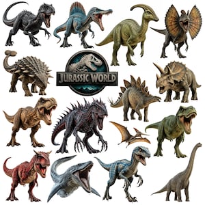 Realistisk dinosaurie Clipart, T-Rex Triceratops Raptor PNG, Jurassic Dino Barnkammarkonst, Baby Shower Dinosaurie, Omedelbar Nedladdning Kommersiellt Bruk