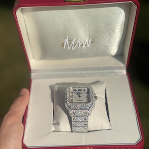 Santos De Cartier VVS Simulerad Iced Out-klocka