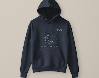 Stay Curious Hoodie, Stay Curious Moon Unisex Hoodie, Endless Minimalist Gift