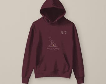 Home Is a Feeling Hoodie, Cottage Line Art Unisex Hoodie, Endless Minimalist Gift