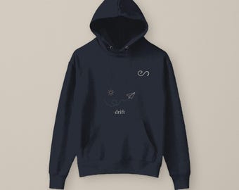 Drift Hoodie, Paper Plane Line Art Unisex Hoodie, Endless Minimalist Gift