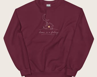 Home Is a Feeling Sweatshirt, Cottage Line Art Unisex Sweatshirt, Endless Minimalist Gift
