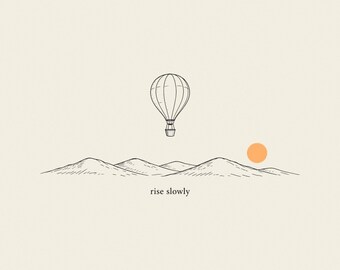 Rise Slowly Art Print, Sunrise Line Art Matte Art Print 30x40cm, Endless Minimalist Gift