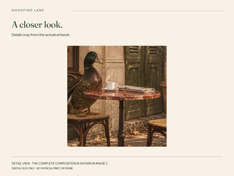 Cafe Duck Printable Wall Art, Retro Digital Download, 5 PDF Sizes Including 50x70 cm image 6