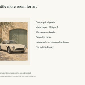 Vintage Car Art Print, Sage Green Wall Decor, Unframed Matte Poster, 12x16 or 16x20 image 6