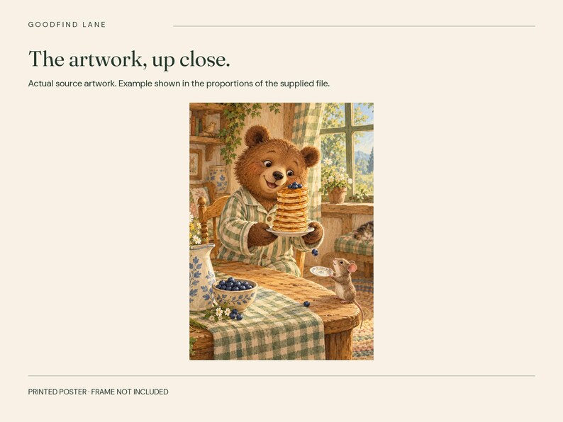 Pancake Bear Poster, Kids Animal Wall Art, 50x70 cm Unframed Matte Print imagen 2