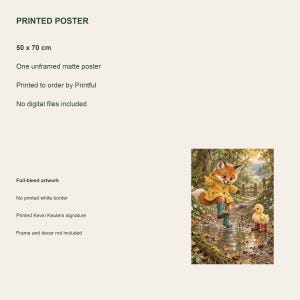 Puddle Fox Poster, Kids Animal Wall Art, 50x70 cm Unframed Matte Print image 4