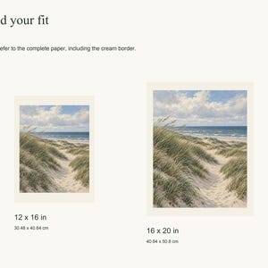 Coastal Dunes Art Print, Neutral Beach Wall Decor, Unframed Matte Poster, 12x16 or 16x20 Bild 5