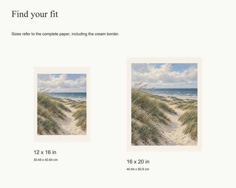 Coastal Dunes Art Print, Neutral Beach Wall Decor, Unframed Matte Poster, 12x16 or 16x20 Bild 5