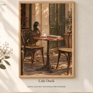 Cafe Duck Printable Wall Art, Retro Digital Download, 5 PDF Sizes Including 50x70 cm image 1