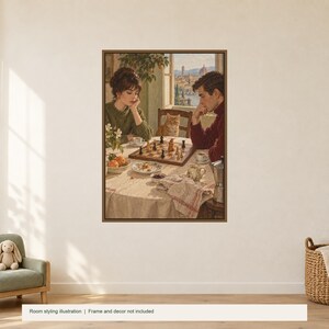Breakfast Chess Poster, Retro Wall Art, 50x70 cm Unframed Matte Print image 2