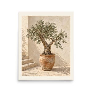 Olive Tree Art Print, Mediterranean Wall Decor, Unframed Matte Poster, 12x16 or 16x20