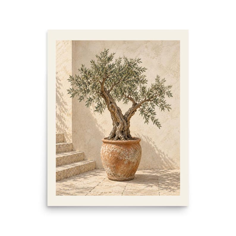 Olive Tree Art Print, Mediterranean Wall Decor, Unframed Matte Poster, 12x16 or 16x20