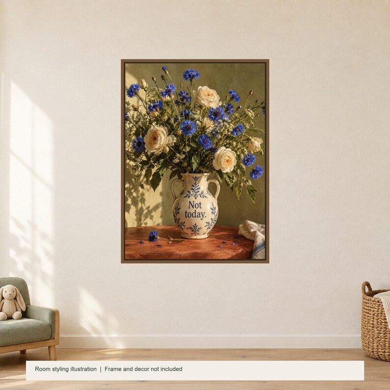 Not Today Printable Wall Art, Retro Digital Download, 5 PDF Sizes Including 50x70 cm zdjęcie 2