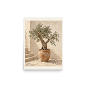Olive Tree Art Print, Mediterranean Wall Decor, Unframed Matte Poster, 12x16 or 16x20