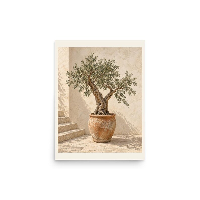 Olive Tree Art Print, Mediterranean Wall Decor, Unframed Matte Poster, 12x16 or 16x20