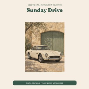 Vintage Car Print, Sage Green Garage Wall Art, Digital Download image 2