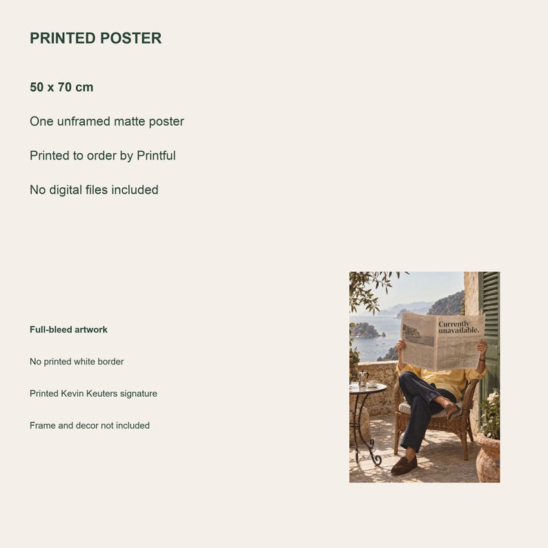 Currently Unavailable Poster, Retro Wall Art, 50x70 cm Unframed Matte Print imagen 4
