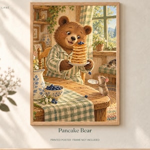 Pancake Bear Poster, Kids Animal Wall Art, 50x70 cm Unframed Matte Print imagen 1