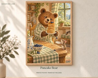 Pancake Bear Poster, Kids Animal Wall Art, 50x70 cm Unframed Matte Print