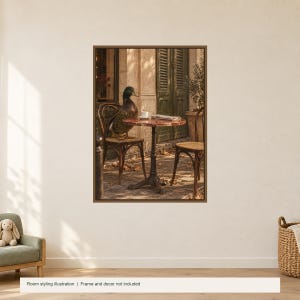 Cafe Duck Poster, Retro Wall Art, 50x70 cm Unframed Matte Print image 2
