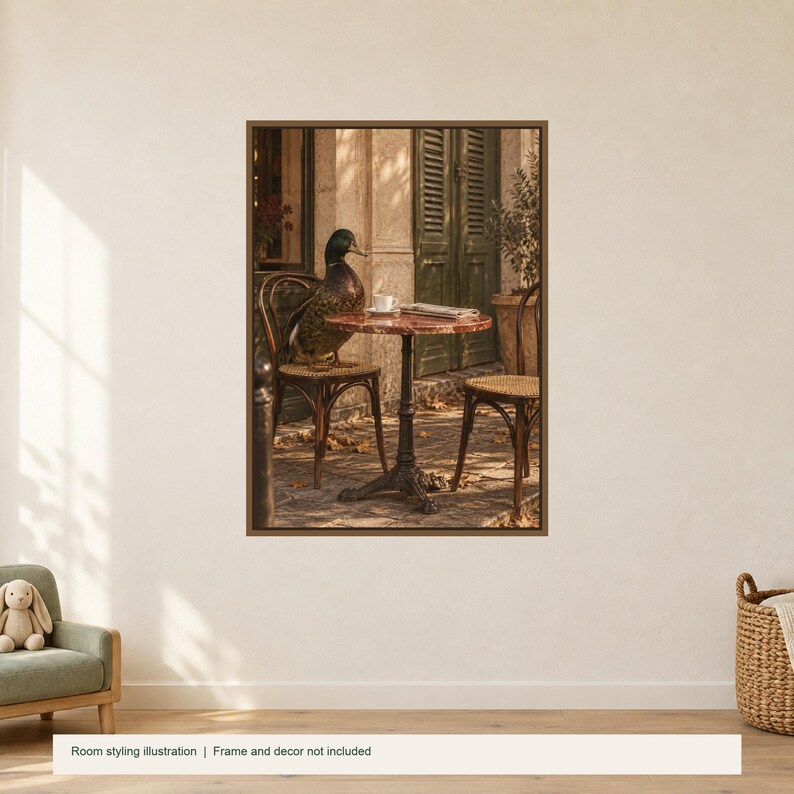 Cafe Duck Poster, Retro Wall Art, 50x70 cm Unframed Matte Print image 2