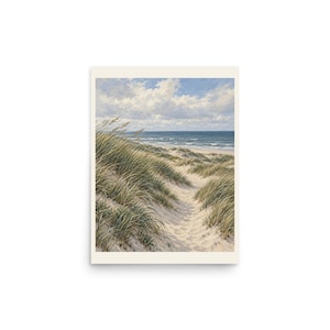 Coastal Dunes Art Print, Neutral Beach Wall Decor, Unframed Matte Poster, 12x16 or 16x20