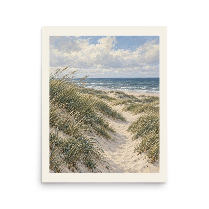 Coastal Dunes Art Print, Neutral Beach Wall Decor, Unframed Matte Poster, 12x16 or 16x20
