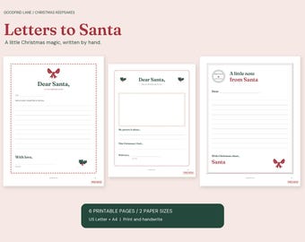 Lettre au Père Noël et liste de souhaits à imprimer, papier à lettres pour répondre à Noël, formats US Letter et A4 (PDF)