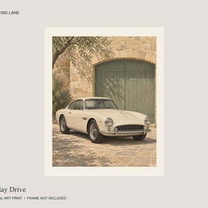 Vintage Car Art Print, Sage Green Wall Decor, Unframed Matte Poster, 12x16 or 16x20 image 4