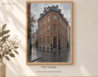 Red Brick Townhouse Print, Urban Architecture Wall Art, 30x40 or 50x70 cm Unframed Matte Poster