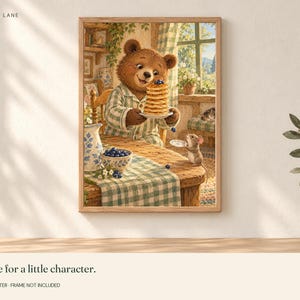 Pancake Bear Poster, Kids Animal Wall Art, 50x70 cm Unframed Matte Print imagen 3