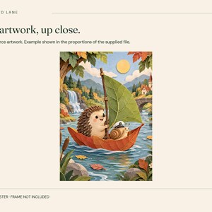 Hedgehog on an Adventure Poster, Kids Animal Wall Art, 50x70 cm Unframed Matte Print image 2