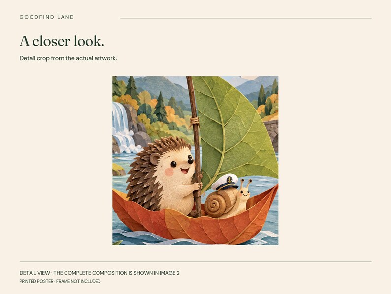 Hedgehog on an Adventure Poster, Kids Animal Wall Art, 50x70 cm Unframed Matte Print image 6
