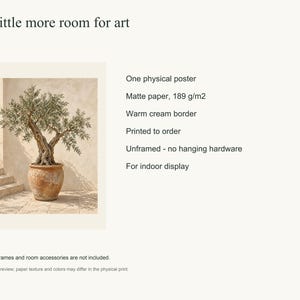 Olive Tree Art Print, Mediterranean Wall Decor, Unframed Matte Poster, 12x16 or 16x20 image 6