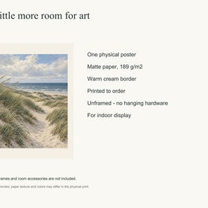 Coastal Dunes Art Print, Neutral Beach Wall Decor, Unframed Matte Poster, 12x16 or 16x20 Bild 6