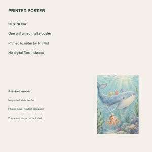 Whale and Little Friends Poster, Kids Animal Wall Art, 50x70 cm Unframed Matte Print zdjęcie 4